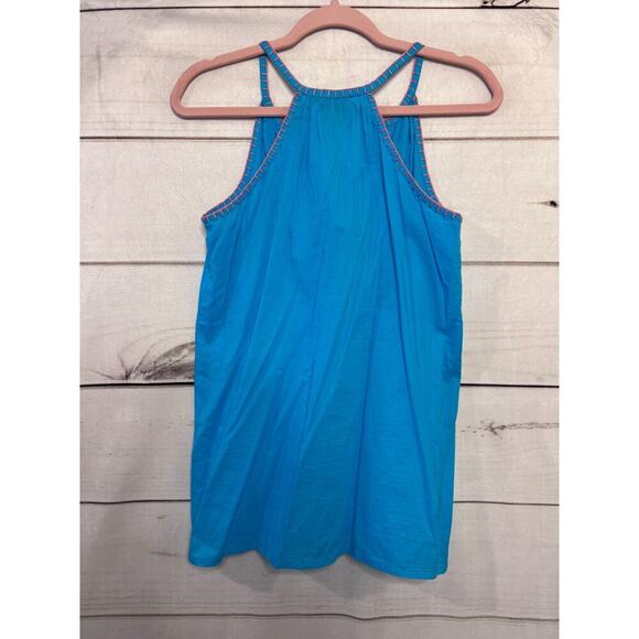 Madison Mathews Size XS Blue Sleeveless Top With Pink Trim - Picture 5 of 5